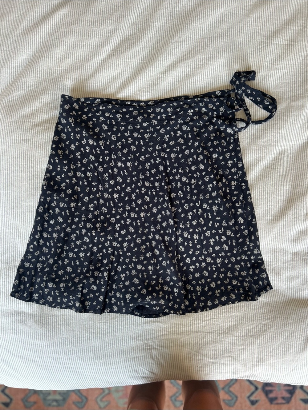 Brandy Melville Genevieve Navy Floral Wrap Mini Skirt